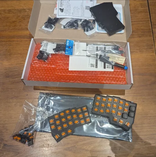 A picture of the keyboard during assembly