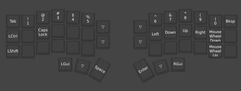 Layer 1 of my Vial config, with numbers and symbols